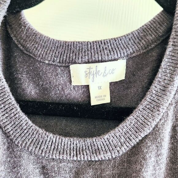 Style & Co Gray Pullover Crewneck Women's Sweater, 1X - Picture 2 of 4